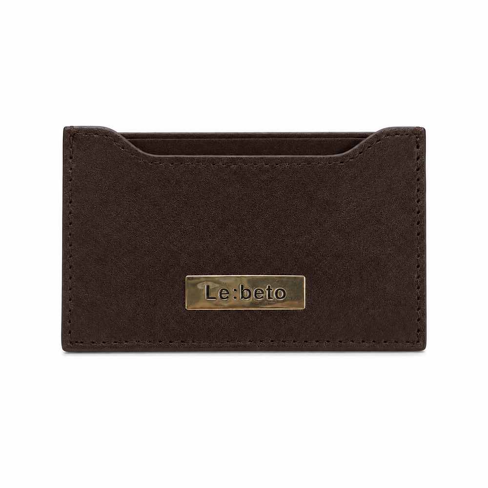 LE: BETO Harbor Dark Brown Business Card Wallet Front Open Metal Logo