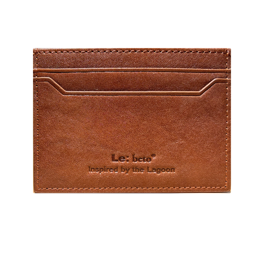LE: BETO Heritage Cognac Brown Card Holder Front Embossed Logo